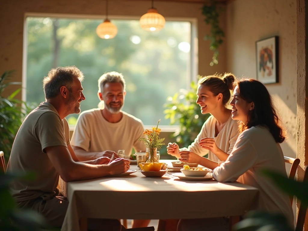 Minimal illustration of a calm plate with simple shapes